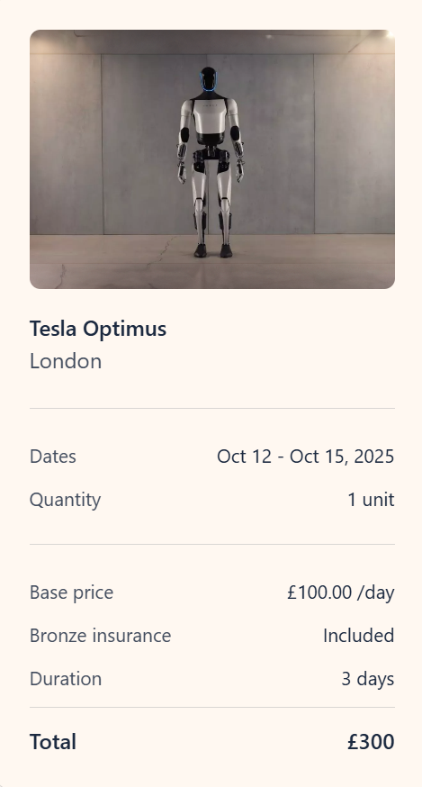 Platform booking interface 2