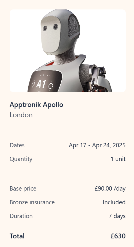 Platform booking interface 3